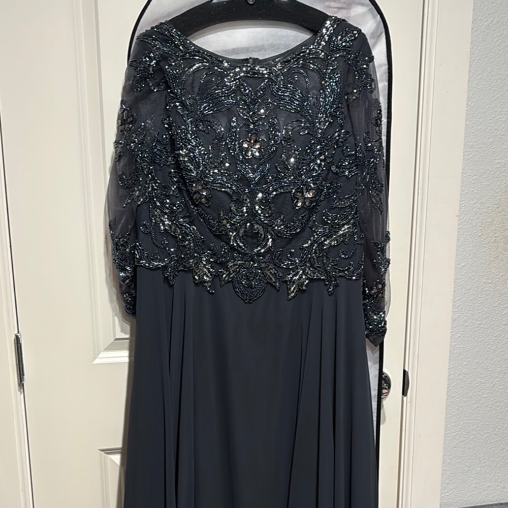 Elegant Navy Blue Beaded Gown – Size 14 – Worn Once